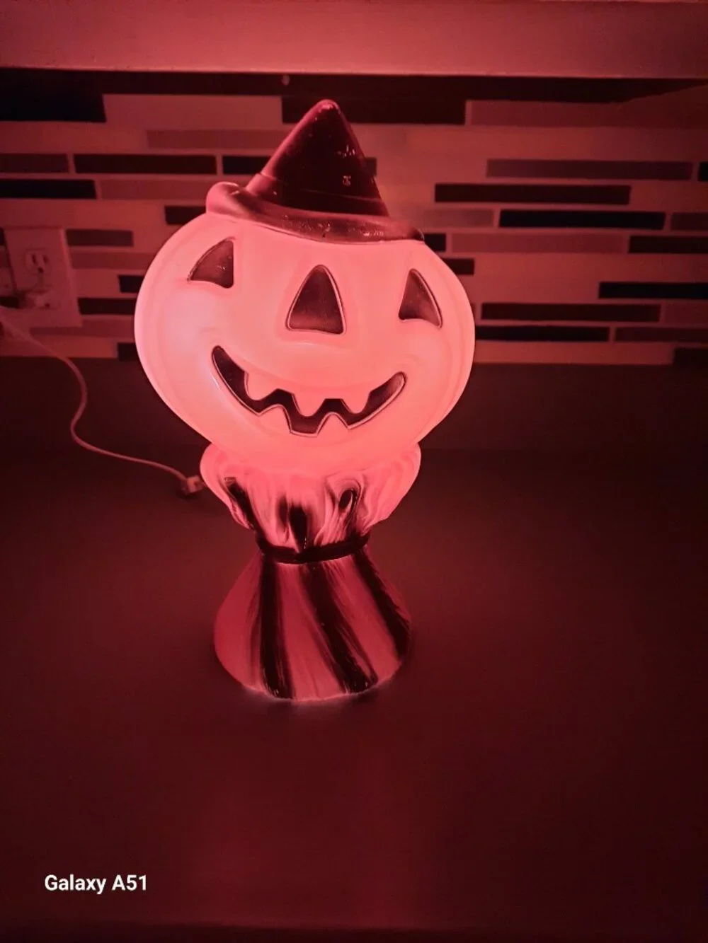 Vintage 1969 Empire Halloween Blow Mold Pumpkin Witch Hat Lighted 14